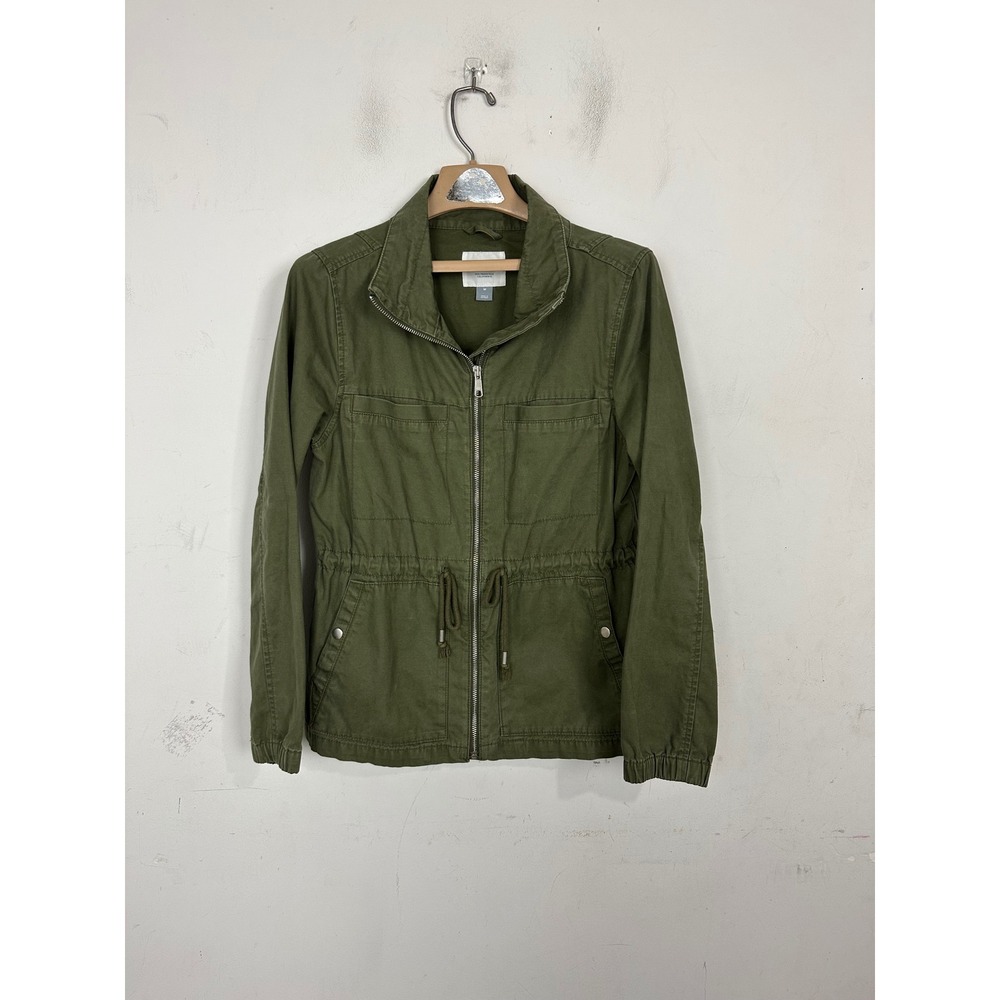 Old Navy Womens Olive Green Cotton‎ Utility Field Jacket M Full Zip Drawstring
